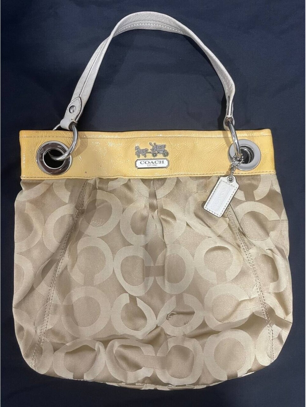Coach Madison Signature A1069-14579 Hobo Shoulder Bag Handbag Beige Canvas